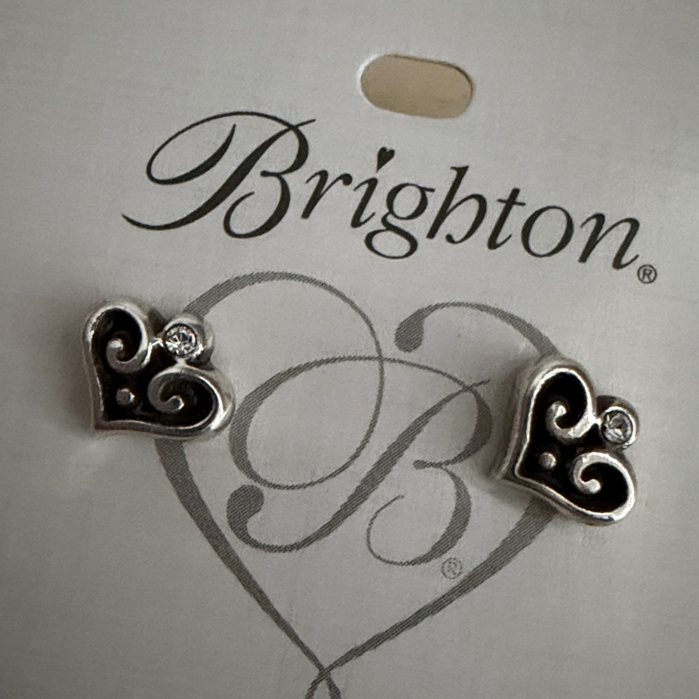 NWT Brighton Silver-Tone Alcazar Heart Stud Earrings - Picture 3 of 4